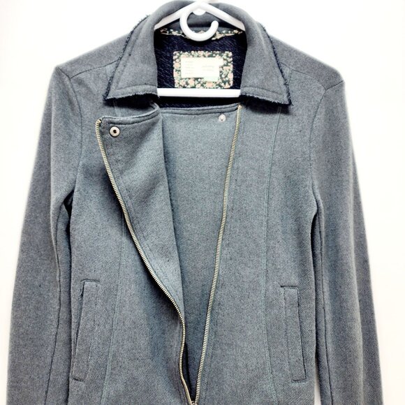 Anthropologie SATURDAY SUNDAY WOMEN'S FLEECE KNIT MOTORCYCLE JACKET green Size X - Picture 8 of 13
